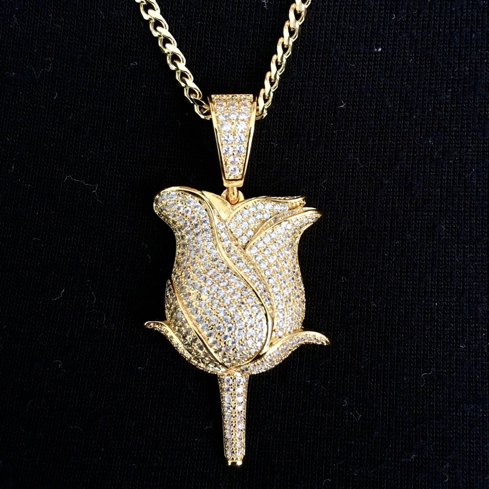 EXCLUSIVE ROSE FULL LAB DIAMONDS 18K GOLD CHAIN MADE IN ITALY *LIFETIME WARRANTY